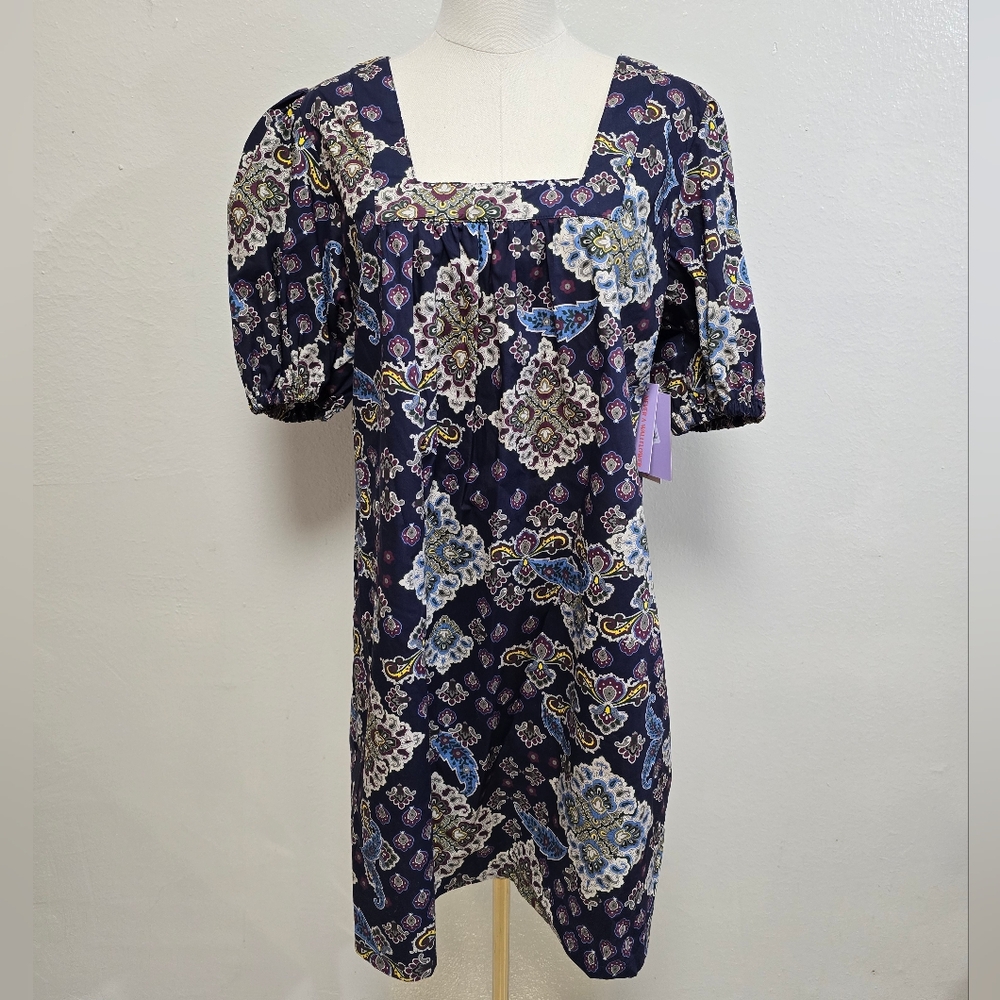 Never A Wallflower Square Neck Short Dress Paisley Size Medium NWT